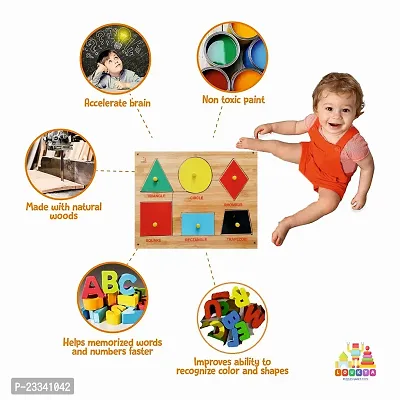 Wooden 6 Basic Shapes Puzzle Board for Kids - Age 2-5 years (Pack of 1Pc)-thumb5