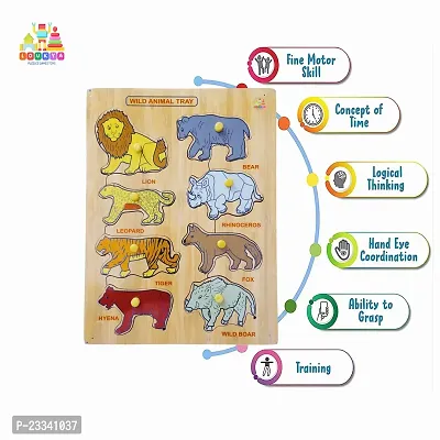 Wooden Wild Animal Puzzle Board for Kids - Age 2-5 years (Pack of 1Pc) (20 Pieces)-thumb3