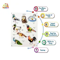 Wooden Birds Puzzle Board with Knob for Kids - Age 3+ years (Pack of 1Pc)-thumb1