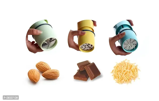 Faverito ABS 3 in 1 Plastic Dry Fruit and Paper Mill Grinder Slicer, Chocolate Cutter and Butter Slicer with 3 in 1 Blade (Multicolor Pack of 1)-thumb2