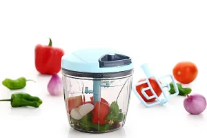 Store DH Plastic 2 in 1 Handy Tough Maker Big Handy Vegetable Cutter Quick Onion Pull Hand Grinder Mixer Food Processor Turbo Chopper with 5 Blades (Multicolor, 950-ml)-thumb1