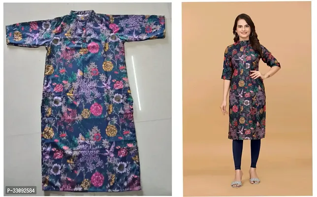 Stylish Navy Blue Rayon Kurtas For Women