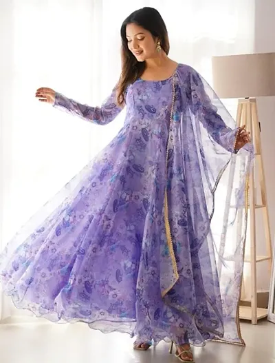 Beautiful Georgette Anarkali Kurta Dupatta Set