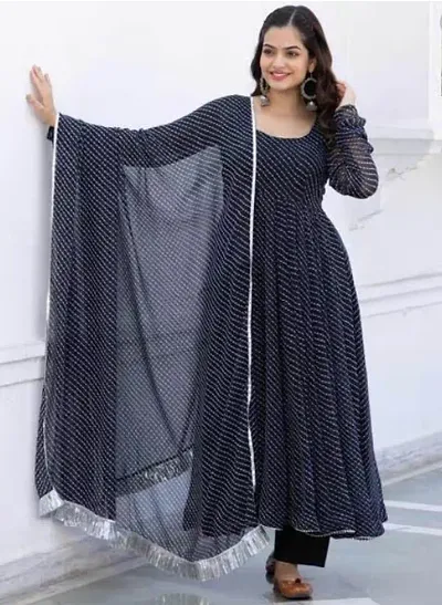 Stylish Georgette Kurta With Dupatta For Women