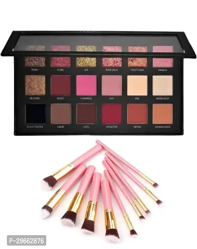 Rose Gold Eyeshadow Palette With 10Pcs Makeup Brush Set