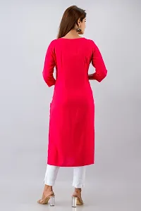 Red Embroidered Rayon Straight Kurta For Women's-thumb4