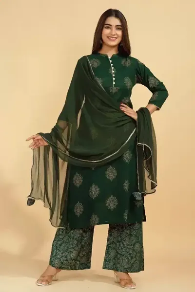 Trendy Cotton Kurta Bottom and Dupatta Set