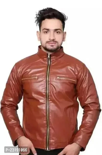 Trendy Stylish PU Long Sleeves Jacket for Men-thumb0