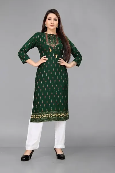 Women's Rayon Foil Print Kurti