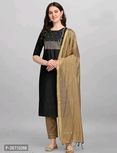 Classic Cotton Kurta, Bottom and Dupatta Set for Women-thumb0