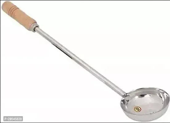 Bartan Star Stainless Steel Big Size Turner,Laddle With Wood Handle