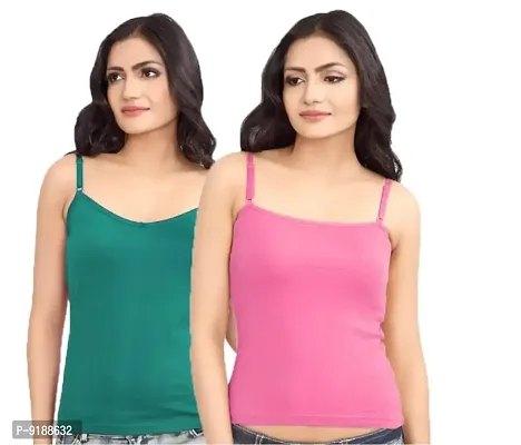 Stylish Cotton Solid Slips And Camisoles For Women- Pack Of 2-thumb0