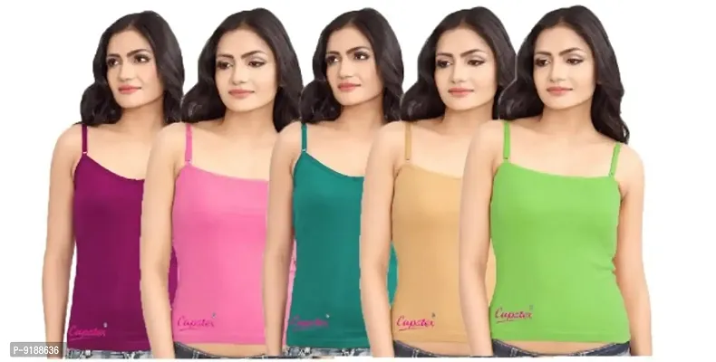 Stylish Cotton Solid Slips And Camisoles For Women- Pack Of 5