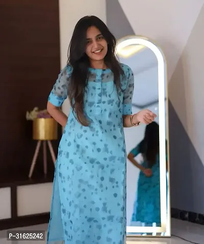 Stylish Blue Organza Kurta For Women