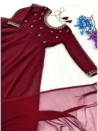 Trendy Embroidery Georgette Kurti With Dupatta-thumb1