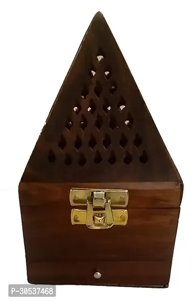 Daaksh Handicrafts Handmade Wooden Incense Sticks Pyramid Box Fragrance Stand Agarbati Dhoop Holder for Pooja