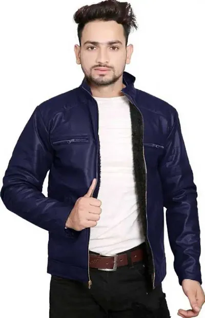 Stylish Leather Solid Jacket for Men