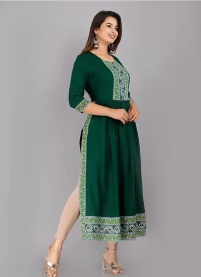 Rajasthani Jaipuri Kurti Rayon Stylish Front Embroidery Round Neck Kurta