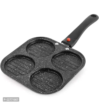 Useful Non-Stick 4 Cavity Aluminium Uttapam Maker with Spatter- Black-thumb0