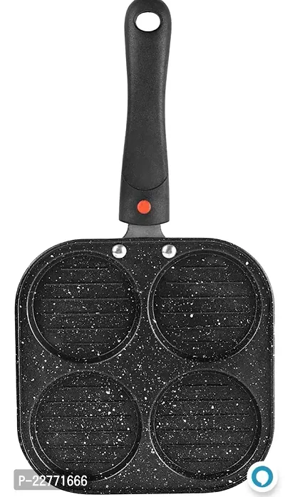 Useful Non-Stick 4 Cavity Aluminium Uttapam Maker with Spatter- Black-thumb0