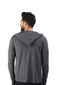 Men's Grey Cotton Blend Solid Long Sleeves Cardigan-thumb2