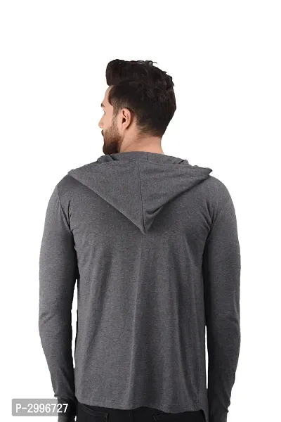 Men's Grey Cotton Blend Solid Long Sleeves Cardigan-thumb3