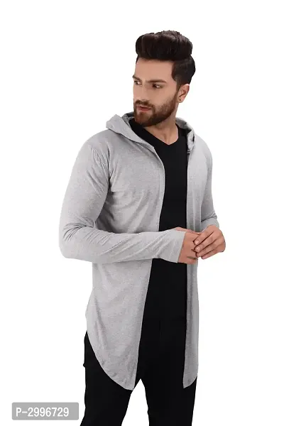 Men's Grey Cotton Blend Solid Long Sleeves Cardigan-thumb2