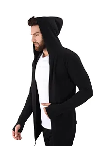 Men's Black Cotton Blend Solid Long Sleeves Cardigan-thumb1