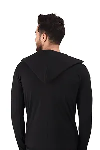 Men's Black Cotton Blend Solid Long Sleeves Cardigan-thumb2