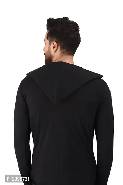 Men's Black Cotton Blend Solid Long Sleeves Cardigan-thumb3