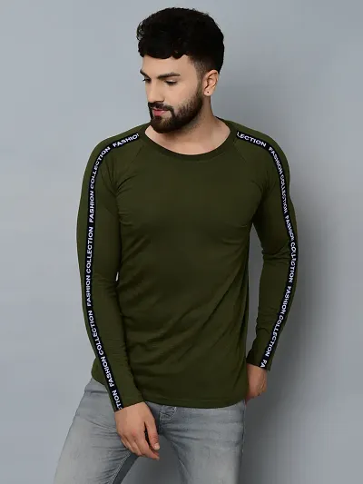 Men's Blend Self Pattern Round Neck Tees