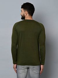 Men's Green Cotton Self Pattern Round Neck Tees-thumb3