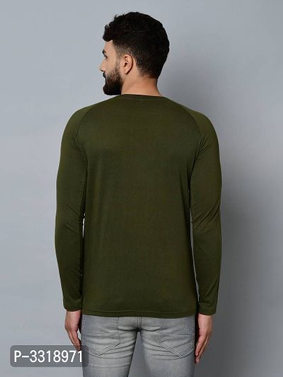 Men's Green Cotton Self Pattern Round Neck Tees-thumb4