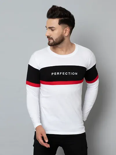 Men's Blend Self Pattern Round Neck Tees