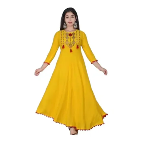 Gazala Ethnic Yard Women's Rayon Full Stitched Anarkali Gown L