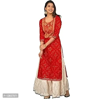 Vaniki Women's Sharara Rayon Kurti with Sharara Set(Red_X-Large)-thumb0