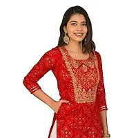 Vaniki Women's Sharara Rayon Kurti with Sharara Set(Red_X-Large)-thumb3