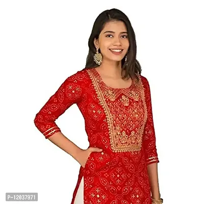 Vaniki Women's Sharara Rayon Kurti with Sharara Set(Red_X-Large)-thumb4