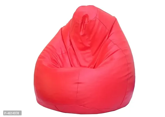Stylish Red Artificial Leather Bean Bag Cover Without Beans-thumb2