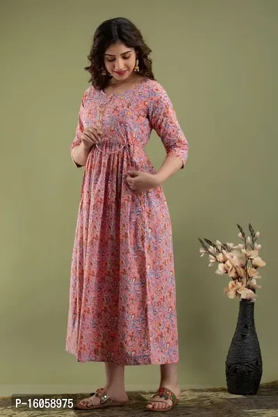 Maternity Dresses for Women - Feeding Kurtis for Women Stylish Latest Pregnancy Dresses for Women Peach-thumb4