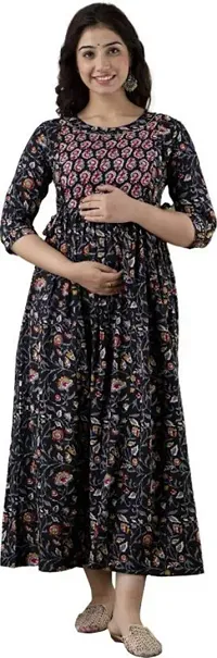 Womens Floral Maternity Anarkali Kurti Gown for Women