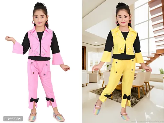 Fabulous Multicoloured Cotton Blend Solid Clothing Set For Girls Pack Of 2