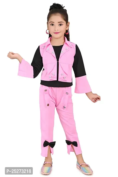 Fabulous Multicoloured Cotton Blend Solid Clothing Set For Girls-thumb0