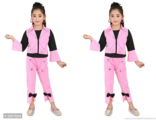 Fabulous Multicoloured Cotton Blend Solid Clothing Set For Girls Pack Of 2-thumb0