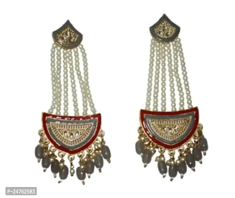 SAYONA ART Pearl diamond earrings Copper Stud Earring Traditional Jhumka For Women (Grey).