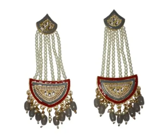 SAYONA ART Pearl diamond earrings Stud Earring Traditional Jhumka For Women (Yellow).