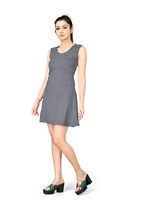 SAYONA ART Women's Polyester  Cotton with Digital Printed Knee Length Western Dress (Grey) Size:-Small-thumb3