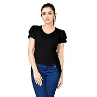 SAYONA ART Women's Indo-Westernd Polyester  Cotton Fancy Solid Top (Black)-thumb3