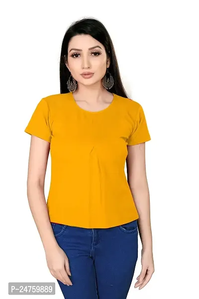 SAYONA ART Women's Indo-Westernd Polyester  Cotton Fancy Solid Top. [Yellow] Size: Large