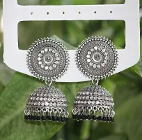 SAYONA ART Pearl diamond earrings Copper Stud Earring Traditional Jhumka For Women (Black]-thumb1